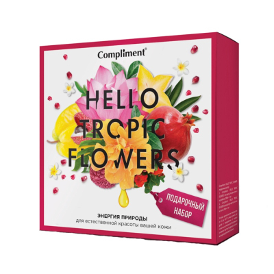 Подарочный набор женский Сompliment HELLO TROPIC FLOWERS №1401 (гель для душа 200мл + крем для рук 80мл)