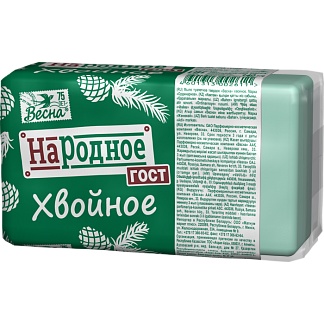 Мыло туалетное Весна НАРОДНОЕ ГОСТ хвойное в пленке 140гр
