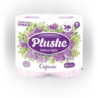 Туалетная бумага Plushe Deluxe Light Сирень 4шт 15м 