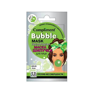 Маска-шипучка для лица Compliment BUBBLE MASK САШЕ кислородная против несовершенств 7мл 