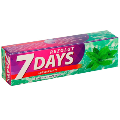 Зубная паста 7 days Rezolut Cвежая Мята и Защита от кариеса 150МЛ
