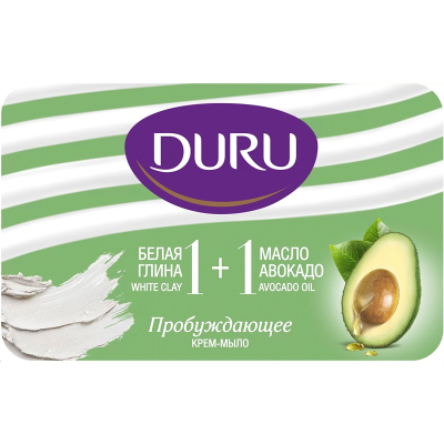 Мыло туалетное DURU 1+1 Глина&Масло авокадо  80гр 