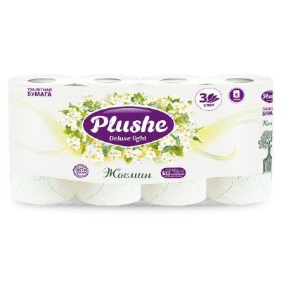 Туалетная бумага Plushe DELUXE Light Жасмин 3-слойная 8 шт 15м 