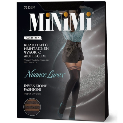 Колготки Minimi NUANCE LUREX 70 Carbone 2 имитация чулок с люрексом