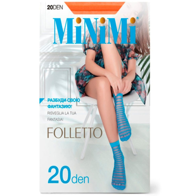 Носки женские MINIMI синтетические FOLLETTO 20 в полоску Orange