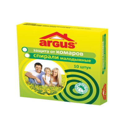 Спирали от комаров Argus малодымные 10шт 