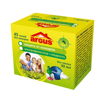 Комплект от комаров Argus (фумигатор с индикатором+жидкость 30мл без запаха) 45 ночей 