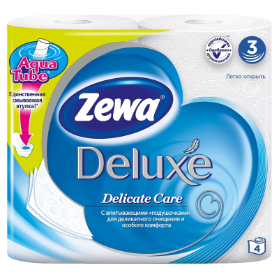 Туалетная бумага Zewa Deluxe  3-слойная Белая Снежинки 4шт