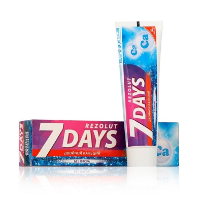 Зубная паста 7 days Rezolut Двойной кальций без фтора 100МЛ