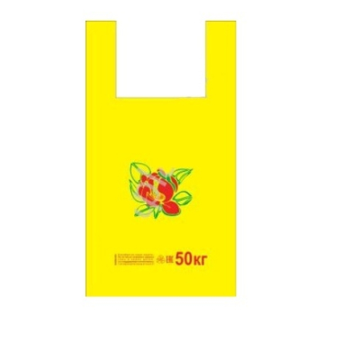 Пакет майка Пион на желтом 50шт 30+16*55