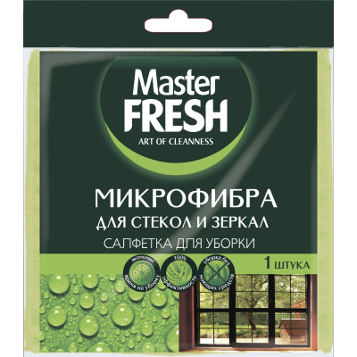 Салфетка для стекол и зеркал Master FRESH микрофибра 1шт.