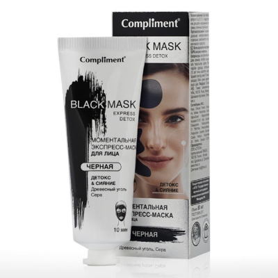 Маска для лица Compliment Black Mask экспресс-маска черная Детокс и сияние 80мл 