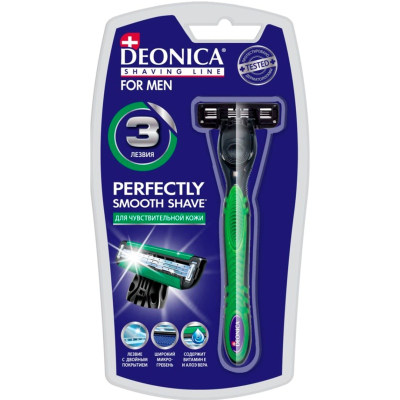 Станок для бритья Deonica 3 лезвия FOR MEN со сменной кассетой 