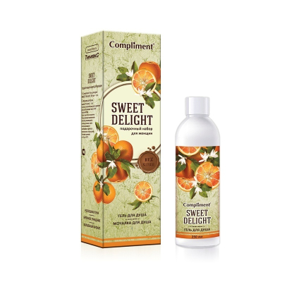 Подарочный набор женский Сompliment SWEET DELIGHT ПН №1360 (Гель для душа 250мл + мочалка) 