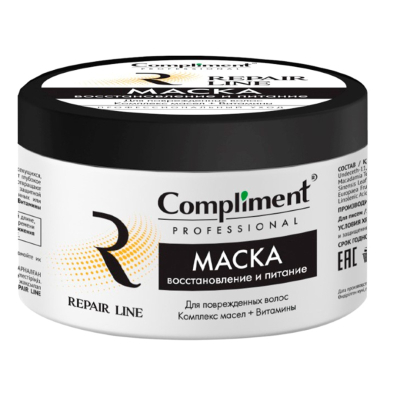 Маска для волос Compliment PROFESSIONAL REPAIR LINE для восстановления и питания поврежденных 300мл 