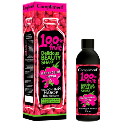 Подарочный набор женский Сompliment Delicious Beauty Shake №1560 Малиновый смузи (пена для ванны 250мл+мочалка)