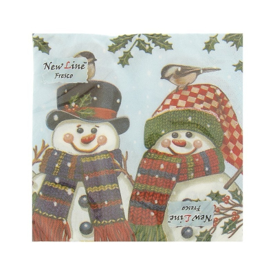 Салфетки New Line Fresco Новый год Снеговички-Часовички 2-хслойные,33*33,20 листов