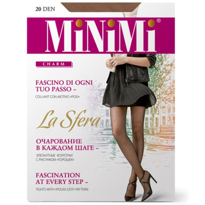 Колготки Minimi LA SFERA SLIM 20 Daino/Nero 3 в средний горошек