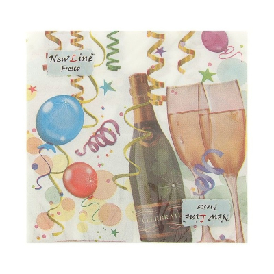 Салфетки New Line Fresco Новый Год Шампанское 2-хслойные,33*33, 20 листов