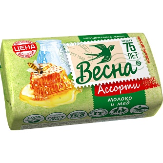 Мыло туалетное Весна АССОРТИ Молоко и мед 90гр 