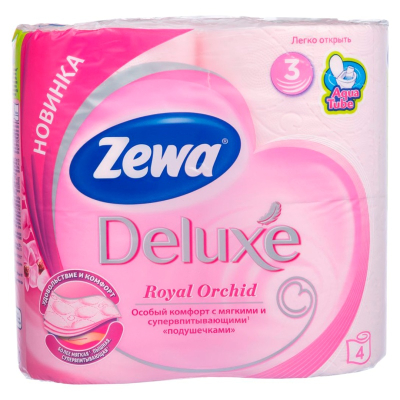 Туалетная бумага Zewa Deluxe  3-слойная Орхидея 4шт