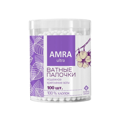 Палочки ватные AMRA цилиндр 100шт
