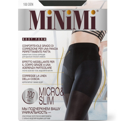 Колготки Minimi MICRO&SLIM 100 Carbone 2 утяжка микрофибра