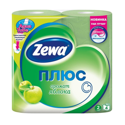 Туалетная бумага Zewa Плюс  2-слойная Яблоко 4шт 