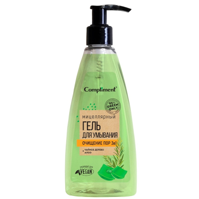 Мицеллярный гель для умывания Compliment Green only Очищение пор 3в1 250мл 