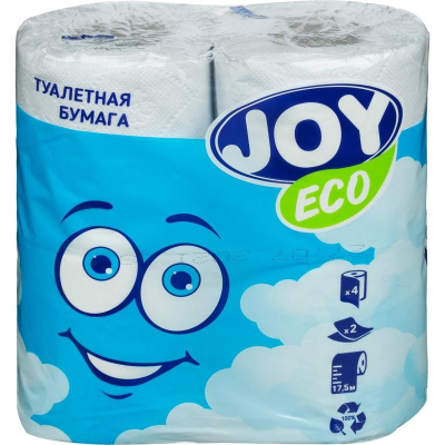 Туалетная бумага JOY 2-х слойная белая 4шт