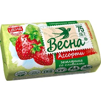 Мыло туалетное Весна АССОРТИ Земляника со сливками 90гр 