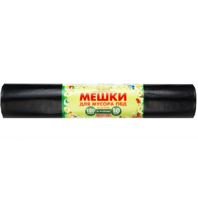 Мешки для мусора Ромашка Практичные в рулоне ПВД 120л 10шт 40мкн  