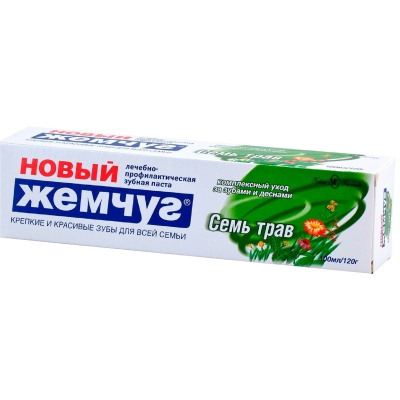 Зубная паста Новый жемчуг Семь трав в футляре 100мл 