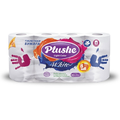 Туалетная бумага Plushe Light Color Белая 2-слойная 8шт 15м 