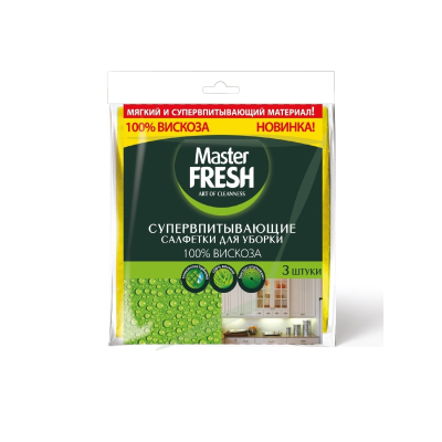Салфетка Master FRESH Супер-впитывающие 100% вискоза 30*35см, 3шт