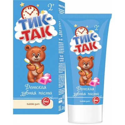 Зубная паста детская ТИК-ТАК Bubble gum 2+ 62гр 