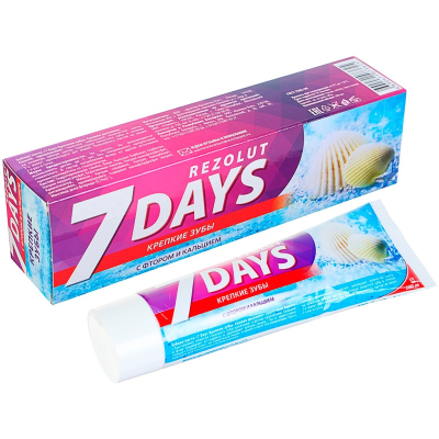 Зубная паста 7 days Rezolut Крепкие зубы Свежее дыхание 100МЛ