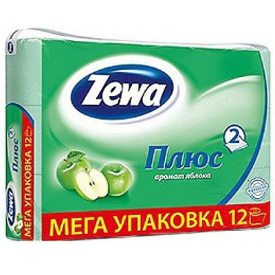 Туалетная бумага Zewa Плюс 2-слойная Яблоко 12шт 