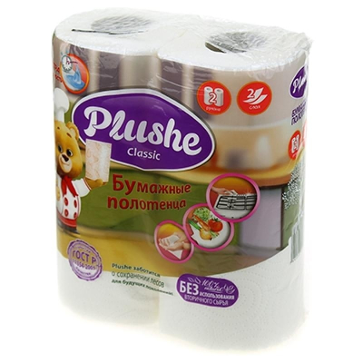 Полотенца бумажные Plushe Classic 2 рулона 2-слойное белое 12м