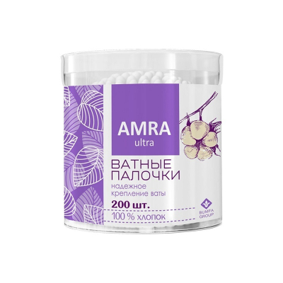 Палочки ватные AMRA цилиндр 200шт