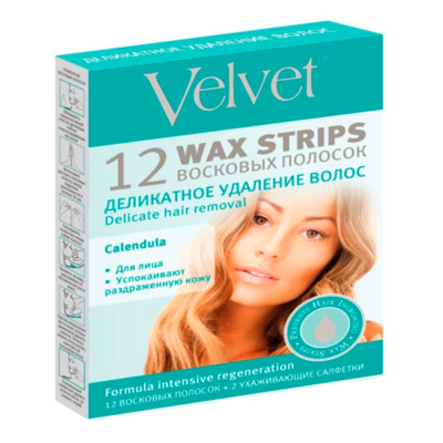 Депилятор Velvet Восковые полоски для лица 12 шт