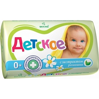 Мыло детское Весна Успокаивающее С экстрактом ромашки 90гр 