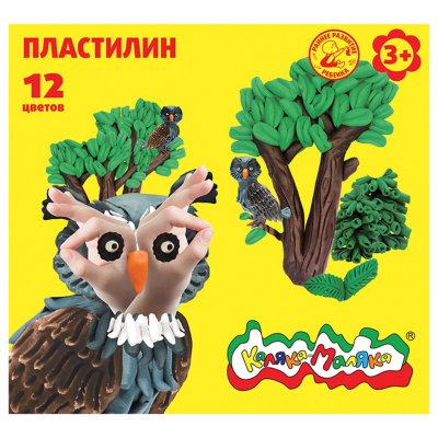 Пластилин Каляка-Маляка для детского творчества 12цветов 180г со стеком