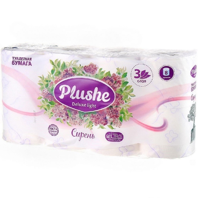 Туалетная бумага Plushe Deluxe Light Сирень 8шт 15м 