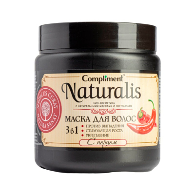 Маска для волос Compliment Naturalis разогревающая для роста волос Перец+масло Усьмы 500 мл