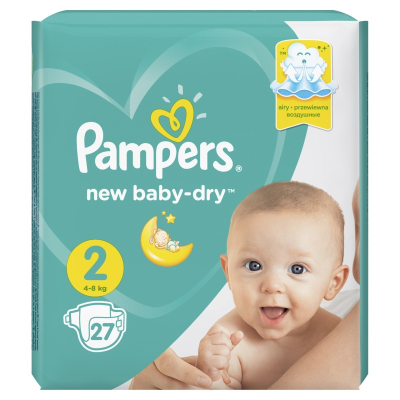 Pampers new baby-dry (4-8кг) Мини 27шт 
