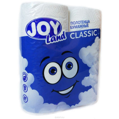 Полотенца бумажные JOY 2-х слойные белые 12метров 2шт