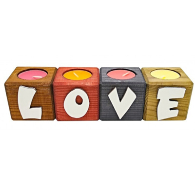 Подсвечник для интерьера LOVE аромат вишня 4шт 